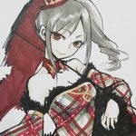  bad_id bad_pixiv_id drill_hair grey_hair hat idolmaster idolmaster_cinderella_girls ikuhana_niiro kanzaki_ranko lowres red_eyes smile solo traditional_media 