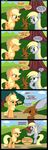  applejack_(mlp) bush cloud comic cowboy_hat cutie_mark derpy_hooves_(mlp) dialog dialogue english_text equine female feral freckles friendship_is_magic green_eyes hat horse lagomorph mammal my_little_pony outside pegasus pony rabbit sky text tree veggie55 whiskers wings wood yellow_eyes 