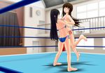  #13 arena ayano_(#13) battle bear_hug bearhug bikini blush bruise domination embarrassed femdom fighting forced hug injury moaning nanako_(#13) submission swimsuit wrestling wrestling_ring yuri 