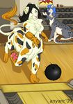  anyare bowling couple duo feline female indoor mammal nude smile taur 