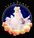  bishoujo_senshi_sailor_moon blonde_hair cat dress flower long_hair luna_(sailor_moon) princess_serenity rose smile tsukino_usagi tsuzuki_(flee_away) twintails very_long_hair white_dress 