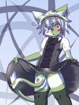  ?? blush cat cub feline hane heterochromia invalid_tag kiwi_(character) looking_at_viewer maid maid_uniform male mammal markings penis purple_eyes red_eyes smile solo standing young 