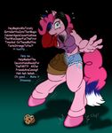  anthro anthrofied breasts catmonkshiro clothing cupcake cutie_mark english_text equine female food friendship_is_magic gender_transformation hair hooves horse looking_at_viewer mammal mtf muffin my_little_pony pink_hair pinkie_pie_(mlp) plain_background pony shirt solo sweat text transformation transgender 
