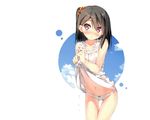  5_nenme_no_houkago black_hair blush dress kantoku panties shizuku_(kantoku) summer_dress underwear white 