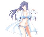  bad_id bad_pixiv_id bikini blue_hair breasts dark_persona hips labcoat large_breasts legs long_hair looking_at_viewer older persona persona_4 persona_x_detective shadow_(persona) shadow_naoto shirogane_naoto shouyu_no_otomo smile solo swimsuit thighs wavy_hair yellow_eyes 