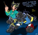  anubian_jackal anubis canine catmonkshiro clothing deity jackal male mammal pants pool_toy pooltoy rubber shirt shoes socks taur torn_clothing transformation wand 