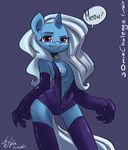  anthrofied atryl boots breasts camel_toe catsuit collar equine female friendship_is_magic horn latex mammal my_little_pony rubber skinsuit solo trixie_(mlp) unicorn unzipped 