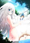  2girls animal_ears bath breasts character_request flat_chest kyoukai_senjou_no_horizon kyoukaisenjou_no_horizon multiple_girls nanao_yuki nipple nipples nude signframe white_hair 