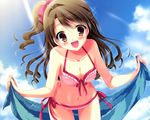  bikini brown_hair cleavage idolmaster idolmaster_cinderella_girls shimamura_uzuki swimsuit tanihara_natsuki towel 