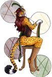  chair cheetah clothed clothing corset feline female foxene legwear mammal sitting skimpy solo stockings 