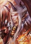  devilhun highres horns long_hair male_focus pixiv_fantasia pixiv_fantasia_5 pointy_ears realistic red_eyes solo white_hair 