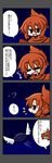 =_= comic creature drooling eyebrows fang folded_ponytail hair_up highres night night_sky oono_mayu open_mouth pixiv_azriel red_eyes red_hair sky smile translated upper_body yanagi_(nurikoboshi) |_| 