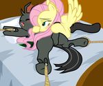  bdsm bed black_fur blue_eyes blush bondage bound brown_background changeling duo equine erection eyes_closed fangs female feral fluttershy_(mlp) friendship_is_magic fur hair half-closed_eyes handjob hi_res holes horse legwear licking lying male mammal my_little_pony on_back open_mouth pegasus penis pillow pink_hair plain_background pony pyruvate rope saliva sex spread_wings stockings straight tongue tongue_out vesairus wing_boner wings yellow_fur 