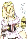  alcohol ale avian beer beverage bird blonde_hair boar braids bubble canine cleavage clothed clothing corset cup eagle ear_piercing feather female fox green_eyes gryphon hair jewelry mammal megan_giles piercing pigtails plain_background ponytail porcine solo stein waiter white_background 