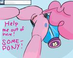  clopper-dude cutie_mark english_text equine female feral friendship_is_magic hair horse mammal my_little_pony pink_hair pinkie_pie_(mlp) plain_background pony pussy solo text white_background 