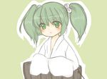  ayaya001 blush bucket green_eyes green_hair hair_bobbles hair_ornament in_bucket in_container kisume long_sleeves short_hair solo touhou twintails wooden_bucket 