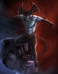  abs anime biceps claws demon devilman devilman_(series) fur grin horn horn_wings looking_at_viewer male muscles navel nude pecs smile teeth victor_bartlett wings yellow_eyes 