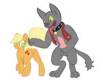  applejack_(mlp) balls blonde_hair canine clopper-dude collar cutie_mark diamond_dog_(mlp) dog equine female feral friendship_is_magic fur green_eyes hair horse male mammal my_little_pony open_mouth orange_fur penis pony pussy rover_(mlp) straight tongue tongue_out 
