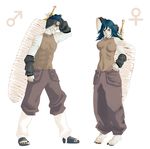  blue_hair dual_persona genderswap gils highres hoshigaki_kisame huge_weapon naruto skin_tight skintight sword venus_symbol weapon 