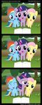  annoyed blue_body book bush comic cub diegotan equine female feral flower fluttershy_(mlp) friendship_is_magic grass green_eyes hair happy hi_res horn horse loop magenta_eyes mammal multi-colored_hair my_little_pony open_mouth outside pegasus pink_hair pony prank purple_body purple_eyes purple_hair rainbow_dash_(mlp) rainbow_hair reading three_color_hair tree twilight_sparkle_(mlp) unicorn wings wood yellow_body young 