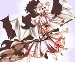  blonde_hair bow dress hat red_eyes remilia_scarlet ribbons short_hair touhou umagenzin weapon wings 