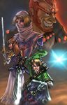  blue_eyes brown_hair elf fairy female ganondorf gerudo grin hair hat hylian link long_hair male master_sword navi princess_zelda queen red_eyes red_hair royalty sheik shield sword the_legend_of_zelda triforce victor_bartlett video_games weapon 