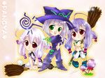  albino artist_request cadie chibi food green_eyes long_hair minty mochi multiple_girls pangya purple_hair red_eyes short_hair siblings sisters tiki twins wagashi white_hair 