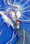  artist_request ayanami_rei bandages blue_hair neon_genesis_evangelion pale_skin red_eyes school_uniform short_hair solo 