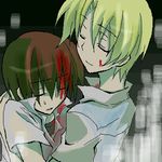  79inko blood closed_eyes higurashi_no_naku_koro_ni houjou_satoshi jpeg_artifacts lowres maebara_keiichi male_focus multiple_boys oekaki 