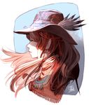  copyright_request cowboy_hat earrings expressionless feathers fringe_trim hat hirooka_masaki jewelry looking_away native_american profile red_hair scarf solo western wind 