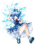  blue_eyes blue_hair cirno ice ribbon sakayaki_(burning_soul) short_hair solo touhou wings 