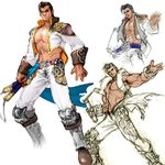  abs artist_request belt brown_footwear collared_jacket cropped_jacket holding holding_weapon jacket long_sleeves male_focus maxi_(soulcalibur) nunchaku soulcalibur standing weapon white_jacket 