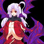  alphes_(style) auer bad_id bad_pixiv_id hair_bobbles hair_ornament hands_in_opposite_sleeves long_hair multiple_wings parody ponytail purple_wings shinki solo style_parody touhou white_hair wings 