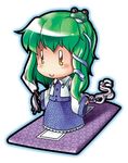  chibi frog green_hair kochiya_sanae lowres solo tonbery touhou yellow_eyes 