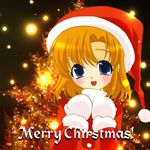  christmas higurashi_no_naku_koro_ni orange_hair ryuuguu_rena santa_costume short_hair solo suzuragi_karin 