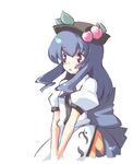  :o blue_hair hinanawi_tenshi long_hair lowres own_hands_together parted_lips puffy_short_sleeves puffy_sleeves red_eyes salty_(cherrypie) shirt short_sleeves simple_background solo touhou upper_body v_arms very_long_hair white_background white_shirt 