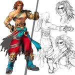  armor artist_request belt bracer concept_art kilik_(soulcalibur) male_focus muscle sash shirtless sketch soulcalibur staff 