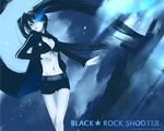  bad_id bad_pixiv_id black_hair black_rock_shooter black_rock_shooter_(character) blue_eyes itsuki_(lqs) long_hair midriff shorts solo twintails 