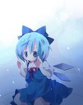  ana_(rznuscrf) bangs blue_hair bow cirno solo touhou 