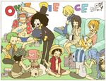  6+boys abs afro animalization antlers bangle barefoot bird black_hair blonde_hair blue_hair book book_stack bracelet breasts brook carue cleavage copyright_name crying duck everyone eyebrows franky going_merry green_hair hair_over_one_eye hat jewelry laboon laughing lion log_pose long_hair medium_breasts monkey_d_luffy multiple_boys multiple_girls nami_(one_piece) nefertari_vivi nico_robin one_piece open_clothes open_shirt orange_hair pandaman pink_hat ponytail reading roronoa_zoro sanji scar sheep shirt sitting skeleton tattoo thousand_sunny tony_tony_chopper usopp weightlifting whale yukke 