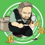  beetle bug chibi csi csi_las_vegas gil_grissom insect lowres magnifying_glass male_focus nemurism solo 