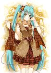  aqua_hair danzero dress green_eyes hatsune_miku headphones jewelry long_hair necklace smile solo twintails very_long_hair vocaloid 