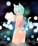  animal_ears ass bad_id bad_pixiv_id blush breasts cat_ears cat_tail chaudlapin from_behind night nipples original short_hair small_breasts smile solo standing tail topless wading water wet wet_clothes 
