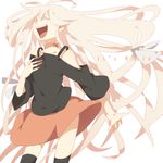  bad_id bad_pixiv_id bare_shoulders casual character_name choker closed_eyes colored_eyelashes english happy ia_(vocaloid) karabako long_hair music open_mouth outstretched_hand singing skirt skirt_lift solo thighhighs very_long_hair vocaloid white white_hair zettai_ryouiki 