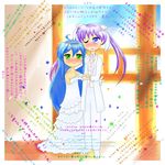  :3 bad_anatomy blush bride dress formal hiiragi_kagami izumi_konata kaguu_(gildroiz) lucky_star mole mole_under_eye multiple_girls one_eye_closed translation_request wedding wife_and_wife yuri 