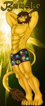  anthro bauske bauske_destad biceps blue_eyes boxer boxers bulge clothing feline flexing fur hunterramirez lion male mammal muscles pecs pose solo topless underwear 