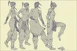  artist_request avatar_(series) barefoot breasts korra medium_breasts monochrome muscle ponytail source_request the_legend_of_korra traditional_media 