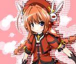  absurdres akimaru_(yakumo) blue_eyes blush braid bunny cross hat highres long_hair lyrical_nanoha mahou_shoujo_lyrical_nanoha mahou_shoujo_lyrical_nanoha_a's mahou_shoujo_lyrical_nanoha_the_movie_2nd_a's orange_hair puffy_sleeves ribbon solo twin_braids vita 