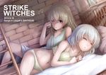  :o bed blonde_hair character_name closed_eyes collarbone copyright_name eila_ilmatar_juutilainen ladder lif looking_at_viewer lying multiple_girls on_side one_eye_closed panties pillow purple_eyes sanya_v_litvyak short_hair silver_hair sleeping strike_witches sunlight tank_top underwear world_witches_series 