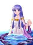  74 circlet dress fire_emblem fire_emblem:_seisen_no_keifu frown long_hair purple_eyes purple_hair ribbon solo wet wet_clothes wet_dress yuria_(fire_emblem) 